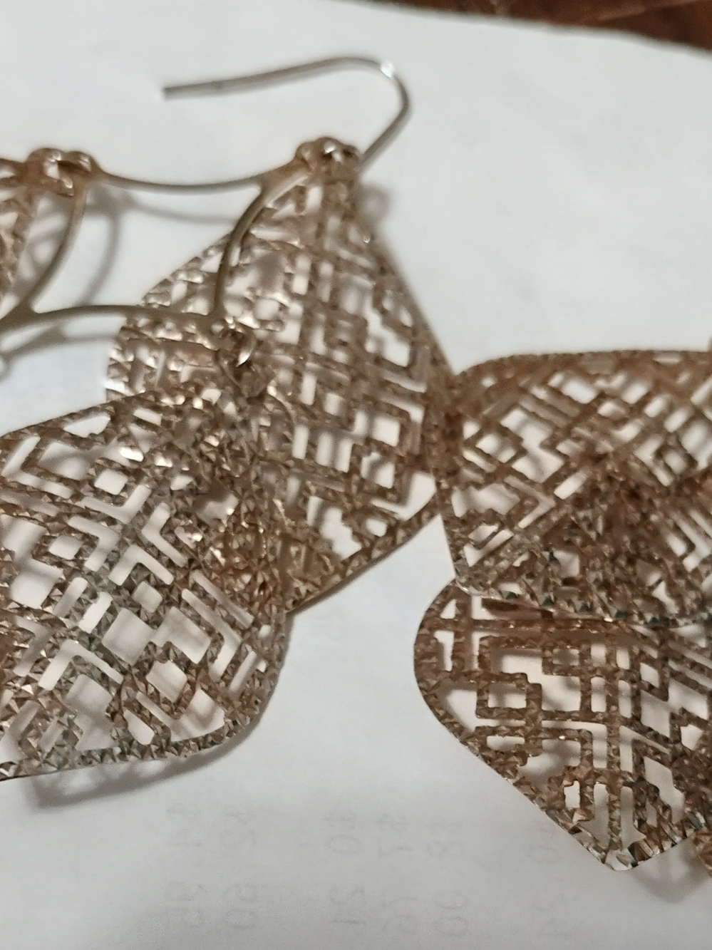 Delicate Filigree Drop Earrings in Rose Gold